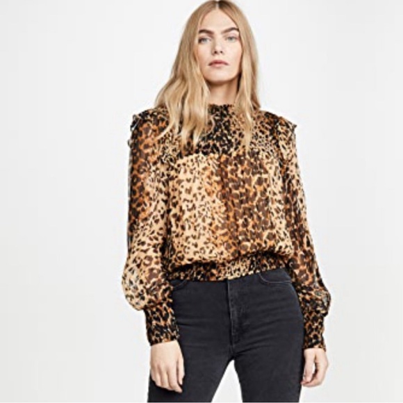 NWOT Free People Roma Blouse with lace tie back closure animal leopard print - Picture 2 of 11
